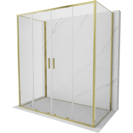 Mexen Exo-S Duo 3S cabină de duș cu 3 pereți glisanți 200 x 100 cm, transparent, aurie - 8152-200-100-50-00-3S