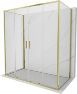 Mexen Exo-S Duo 3S cabină de duș cu 3 pereți glisanți 200 x 100 cm, transparent, aurie - 8152-200-100-50-00-3S
