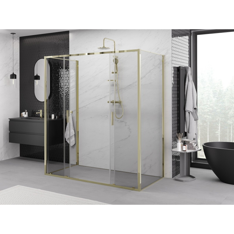 Mexen Exo-S Duo 3S cabină de duș cu 3 pereți glisanți 200 x 100 cm, transparent, aurie - 8152-200-100-50-00-3S