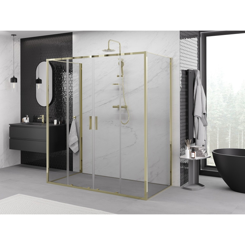 Mexen Exo-S Duo 3S cabină de duș cu 3 pereți glisanți 200 x 100 cm, transparent, aurie - 8152-200-100-50-00-3S