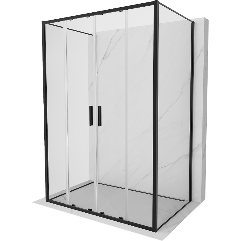 Mexen Exo-S Duo 3S cabina de duș cu 3 pereți culisantă 130 x 70 cm, transparentă, neagră - 8152-130-070-70-00-3S