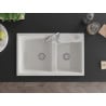 Mexen Tomas chiuvetă din granit cu 2 cuve 800 x 500 mm, alb, sifon crom - 6516802000-20
