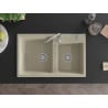 Mexen Tomas chiuvetă de bucătărie din granit cu 2 compartimente 800 x 500 mm, bej, sifon crom - 6516802000-69