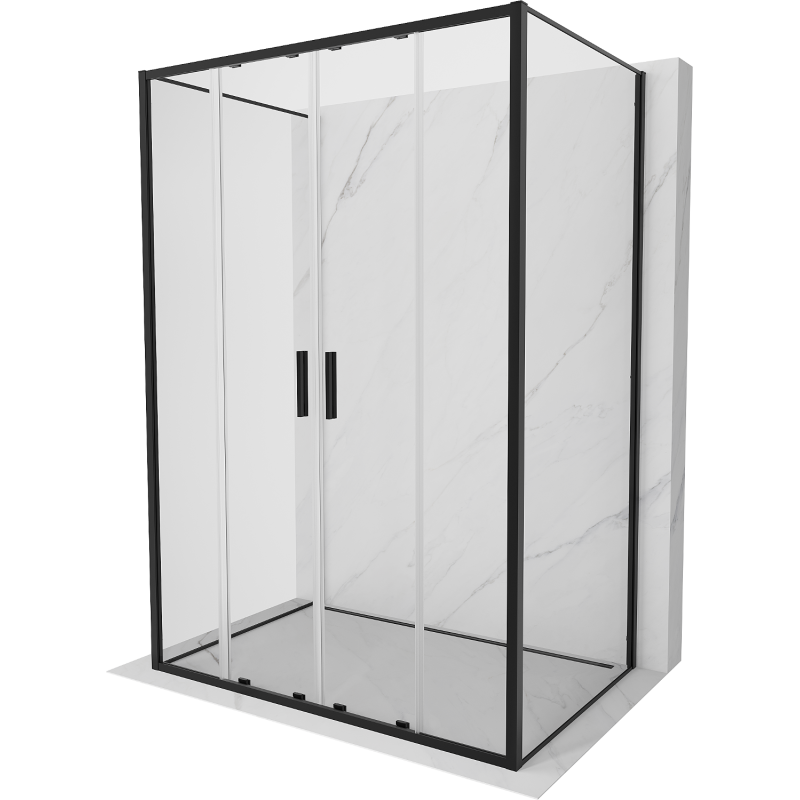 Mexen Exo-3S cabina de duș cu 3 pereți culisanți 140 x 80 cm, transparentă, neagră - 8152-140-080-70-00-3S