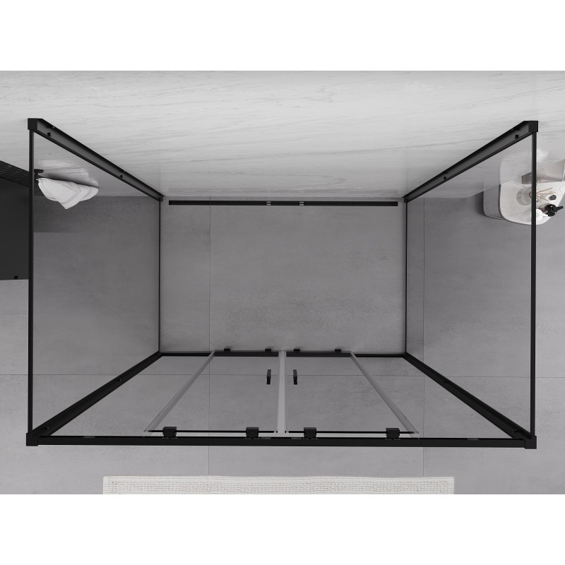 Mexen Exo-3S cabina de duș cu 3 pereți, glisantă, 150 x 80 cm, transparentă, neagră - 8152-150-080-70-00-3S