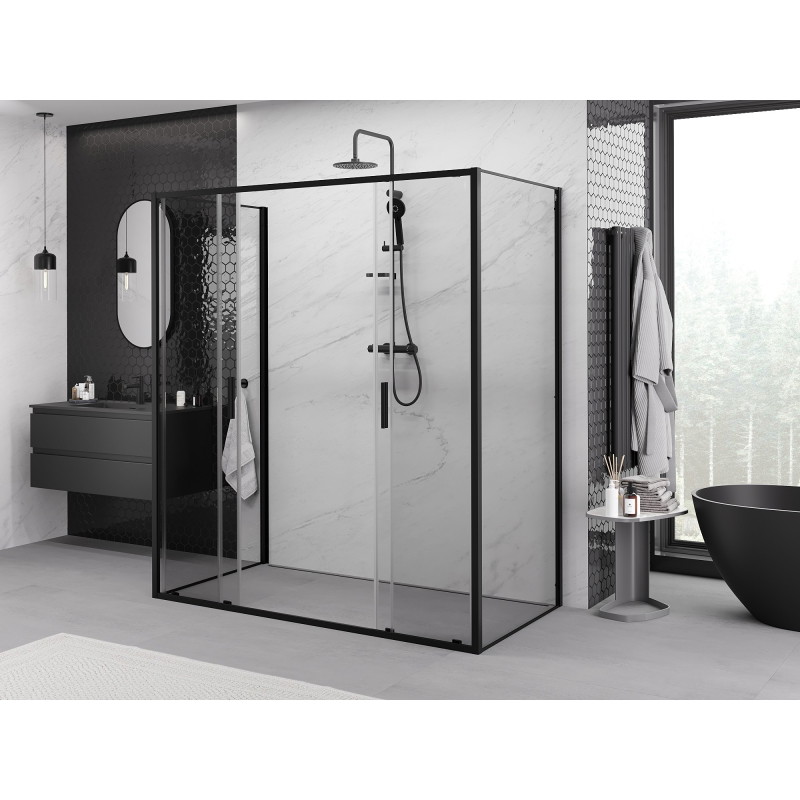 Mexen Exo-S Duo 3S cabină de duș cu 3 pereți, glisantă 190 x 80 cm, transparentă, neagră - 8152-190-080-70-00-3S