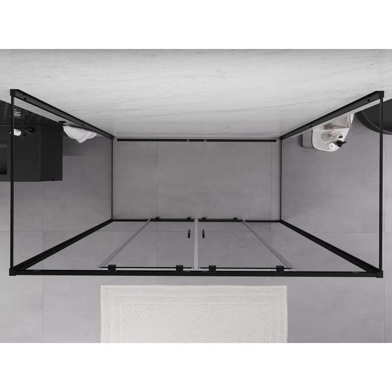 Mexen Exo-3S 3 falú, 170 x 85 cm-es, átlátszó, fekete tolóajtós zuhanykabin - 8152-170-085-70-00-3S