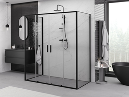 Mexen Exo-3S 3-oldalú tolóajtós zuhanykabin 180 x 85 cm, átlátszó, fekete - 8152-180-085-70-00-3S