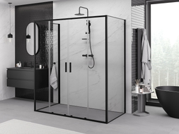 Mexen Exo-S Duo 3S cabina de duș cu 3 pereți extensibilă 200 x 85 cm, transparentă, neagră - 8152-200-085-70-00-3S
