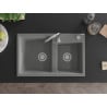 Mexen Tomas chiuvetă de granit cu 2 cuve 800 x 500 mm, gri, sifon crom - 6516802000-71