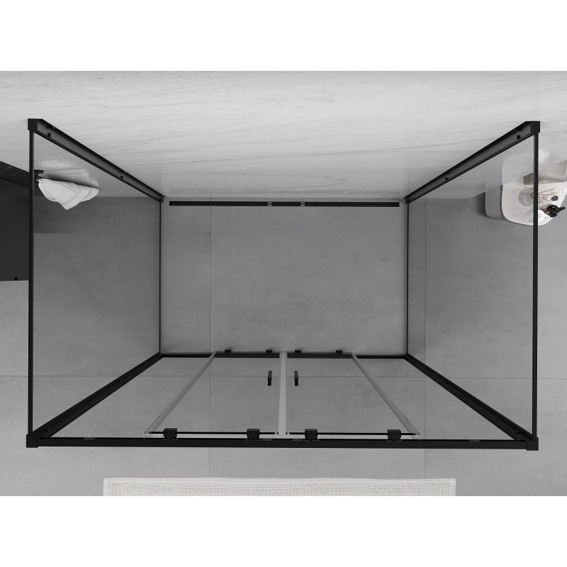 Mexen Exo-S Duo 3S cabina de duș glisantă cu 3 pereți 150 x 90 cm, transparentă, neagră - 8152-150-090-70-00-3S