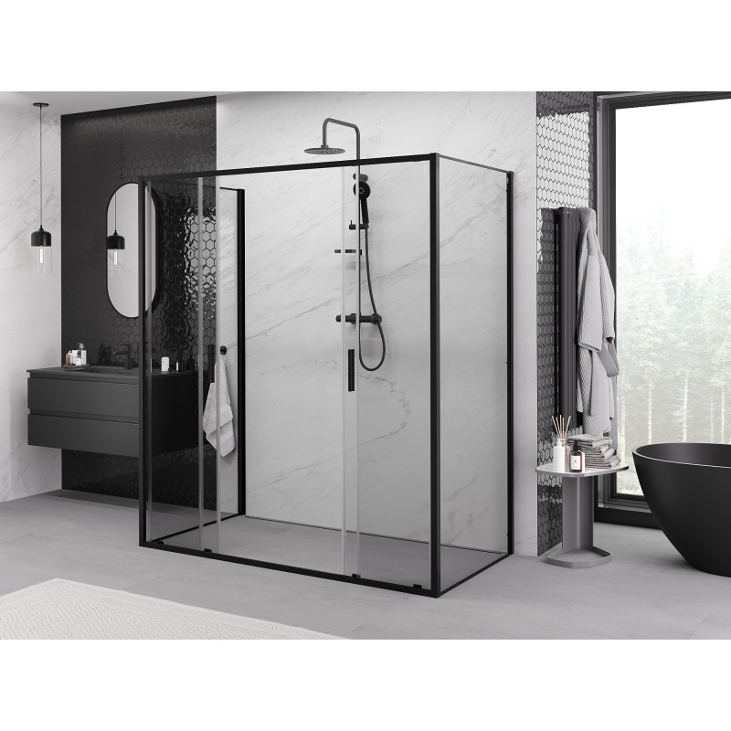 Mexen Exo-3S cabina de duș cu 3 pereți, glisantă, 170 x 90 cm, transparentă, neagră - 8152-170-090-70-00-3S
