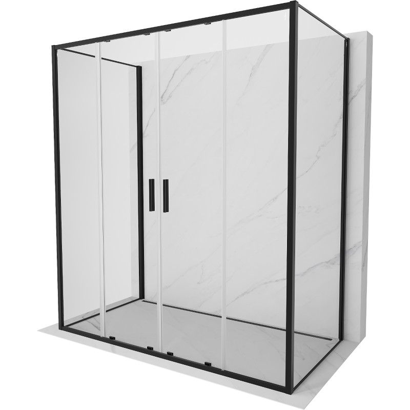 Mexen Exo-S Duo 3S cabina de duș 3 perete glisantă 200 x 95 cm, transparentă, neagră - 8152-200-095-70-00-3S