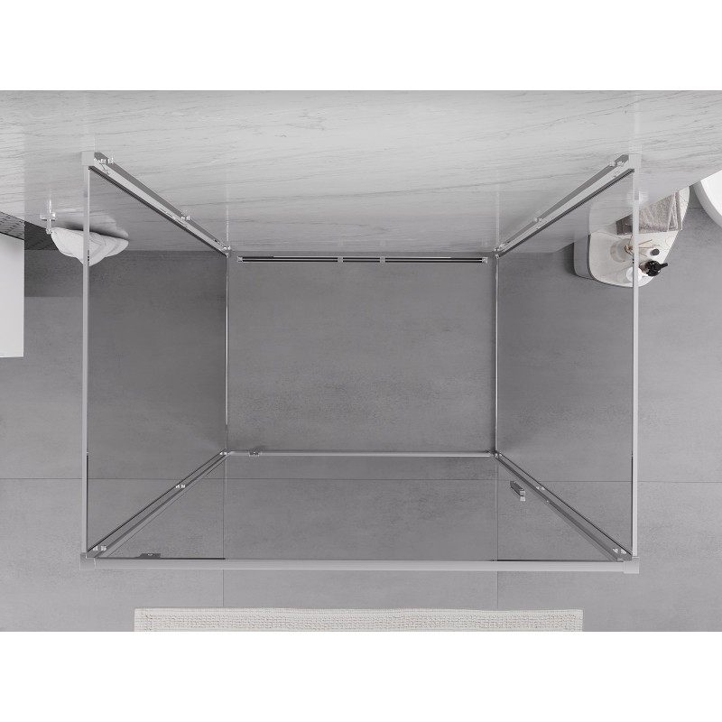 Mexen Exo-3S 3-falú zuhanykabin, nyitható, 90 x 75 cm, átlátszó, króm - 8181-090-075-01-00-3S