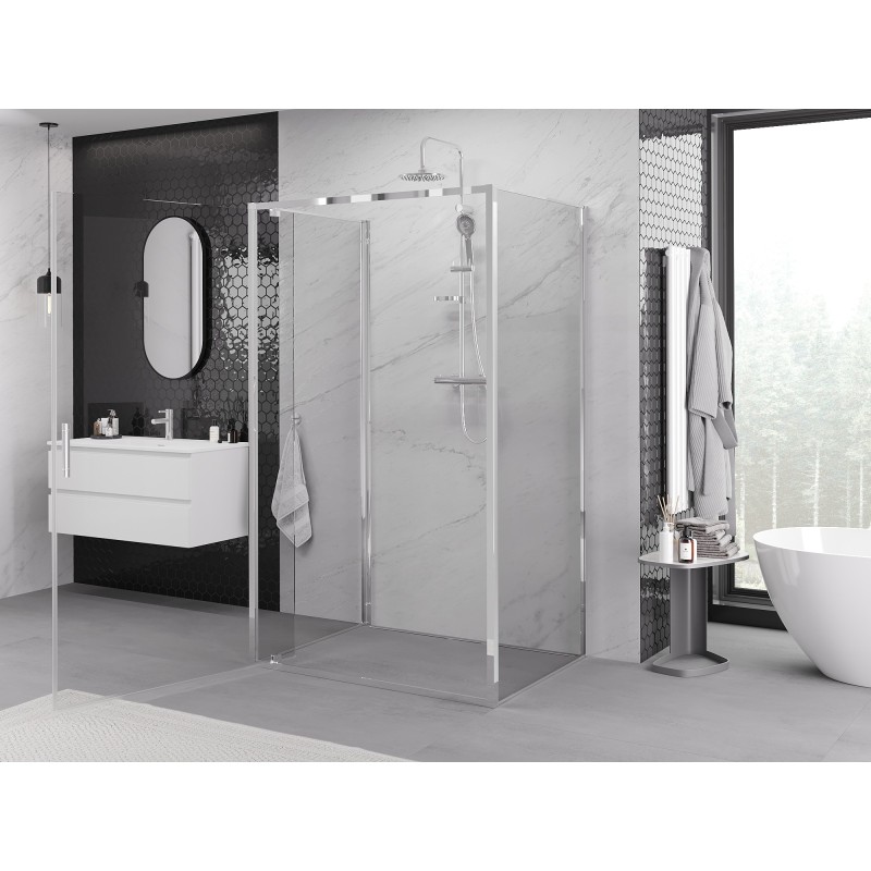 Mexen Exo-3S cabina de duș cu 3 pereți, cu deschidere spre exterior, 70 x 95 cm, transparent, crom - 8181-070-095-01-00-3S