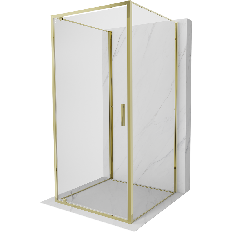 Mexen Exo-3S 3-oldalú nyíló zuhanykabin 70 x 70 cm, átlátszó, arany - 8181-070-070-50-00-3S