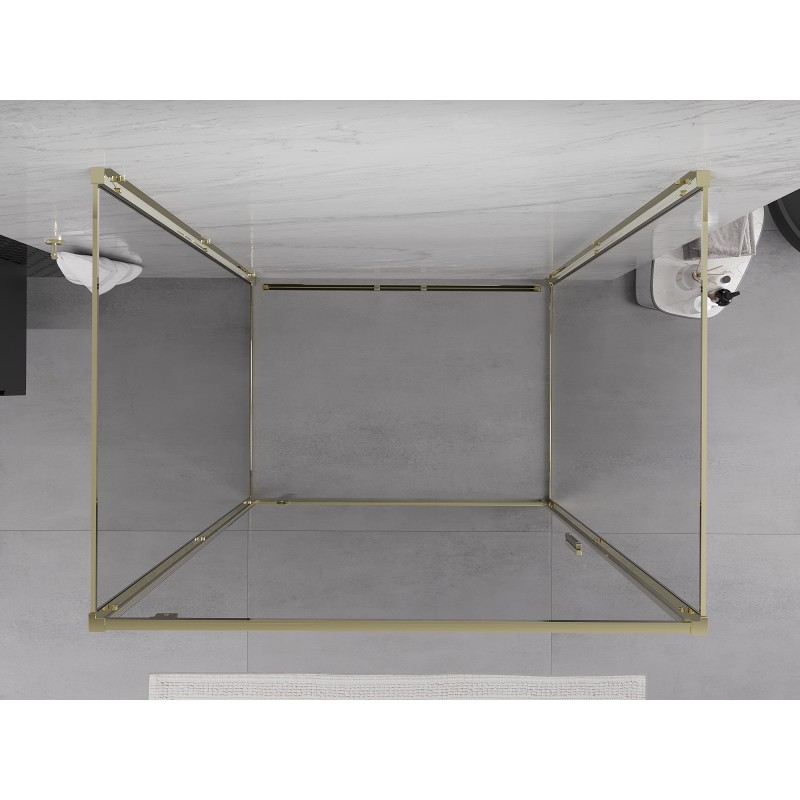 Mexen Exo-3S cabina de duș cu 3 pereți rabatabili 70 x 75 cm, transparent, aurie - 8181-070-075-50-00-3S