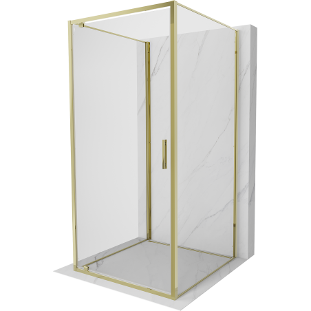 Mexen Exo-3S cabina de duș cu 3 pereți, cu ușă batantă 75 x 75 cm, transparentă, aurie - 8181-075-075-50-00-3S