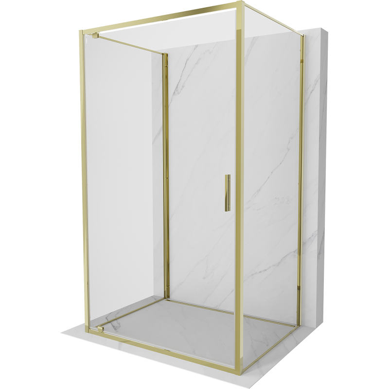 Mexen Exo-3S cabina de duș în 3 pereți, cu ușă batantă, 90 x 80 cm, transparentă, aurie - 8181-090-080-50-00-3S