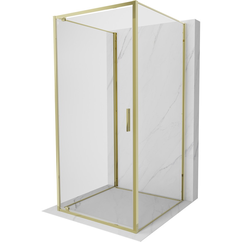 Mexen Exo-BR 3S cabină de duș 3-panouri cu ușă batantă 85 x 85 cm, transparentă, aurie - 8181-085-085-50-00-3S