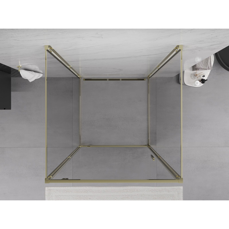 Mexen Exo-BR 3S cabină de duș 3-panouri cu ușă batantă 85 x 85 cm, transparentă, aurie - 8181-085-085-50-00-3S