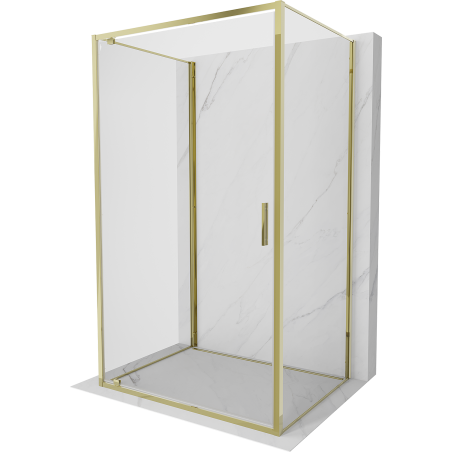Mexen Exo-3S cabina de duș cu 3 pereți, cu ușă rabatabilă, 95 x 85 cm, transparentă, aurie - 8181-095-085-50-00-3S