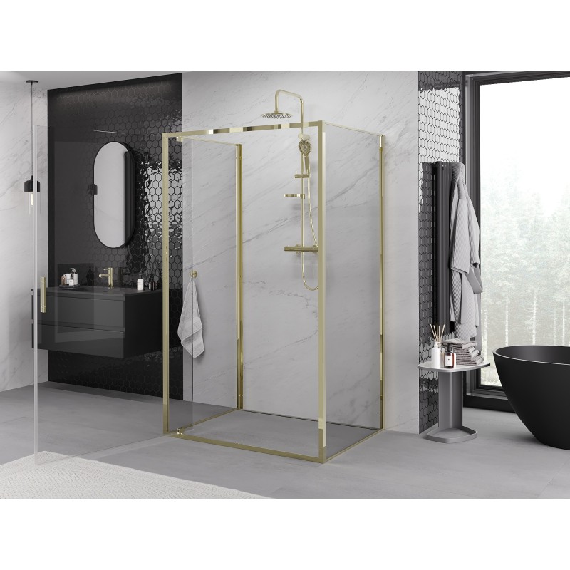 Mexen Exo-3S cabina de duș cu 3 pereți batantă 90 x 95 cm, transparentă, auriu - 8181-090-095-50-00-3S