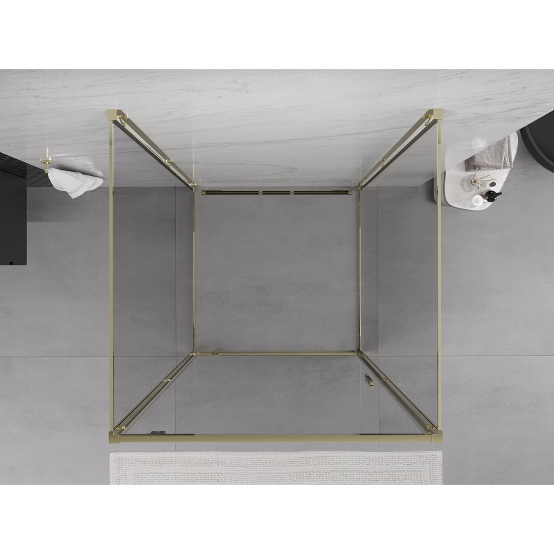 Mexen Exo-3S 3-falú zuhanykabin 95 x 95 cm, átlátszó, arany - 8181-095-095-50-00-3S