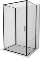 Mexen Exo-3S cabina de duș din 3 părți cu ușă batantă 90 x 75 cm, transparentă, neagră - 8181-090-075-70-00-3S