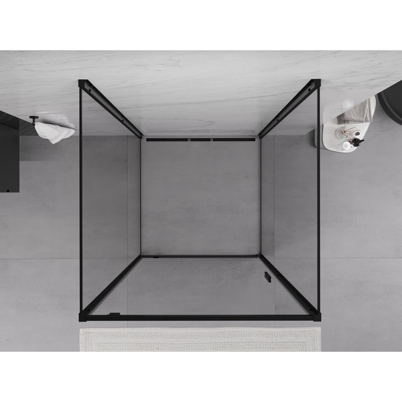 Mexen Exo-3S cabina de duș cu 3 pereți, batantă, 85 x 85 cm, transparentă, neagră - 8181-085-085-70-00-3S