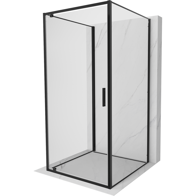 Mexen Exo-3S cabina de duș cu 3 pereți, pivotantă 100 x 100 cm, transparentă, neagră - 8181-100-100-70-00-3S