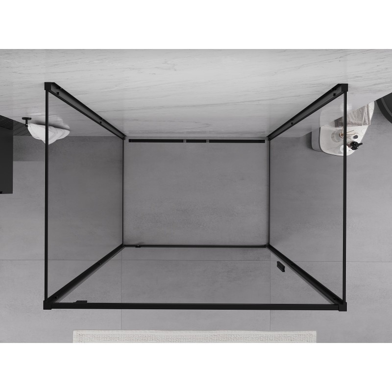 Mexen Exo-3S cabina de duș cu trei pereți, cu ușă batantă, 95 x 110 cm, transparentă, neagră - 8181-095-110-70-00-3S