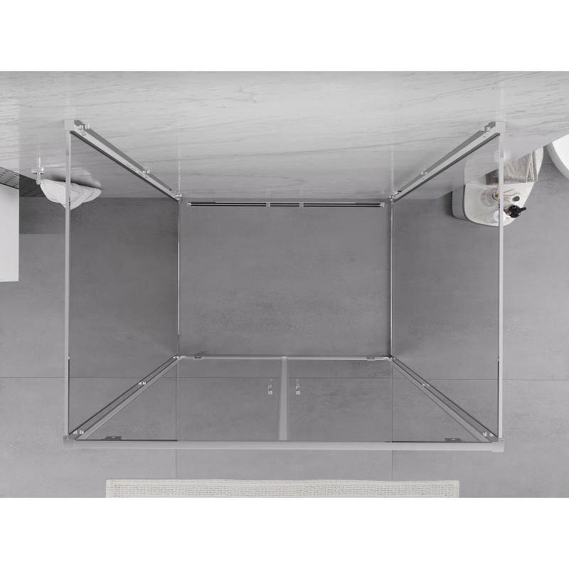 Mexen Exo-BR Duo 3S 3-oldalú, nyíló zuhanykabin 90 x 80 cm, átlátszó, króm - 8182-090-080-01-00-3S