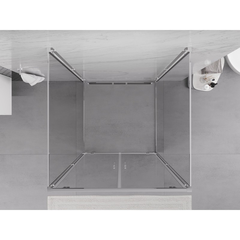 Mexen Exo-3S 3-falú nyíló zuhanykabin, 90 x 90 cm, átlátszó, króm - 8182-090-090-01-00-3S