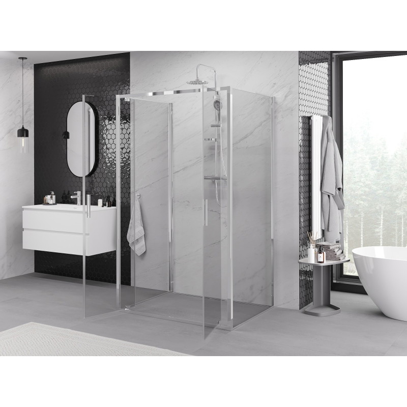 Mexen Exo-BR Duo 3S cabină de duș cu 3 pereți, rabatabilă 90 x 100 cm, transparentă, crom - 8182-090-100-01-00-3S