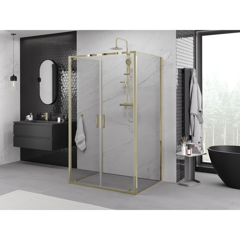 Mexen Exo-BR Duo 3S cabina de duș cu 3 pereți batantă 100 x 70 cm, transparentă, aurie - 8182-100-070-50-00-3S