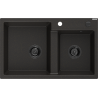 Mexen Tomas chiuvetă din granit cu 2 compartimente 800 x 500 mm, negru/auriu metalic, sifon negru - 6516802000-75-B