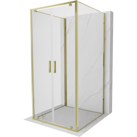 Mexen Exo-3S 3-falú zuhanykabin 80 x 80 cm, áttetsző, arany - 8182-080-080-50-00-3S