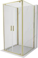 Mexen Exo-3S cabina de duș cu 3 laturi, cu ușă rabatabilă 80 x 80 cm, transparentă, aurie - 8182-080-080-50-00-3S