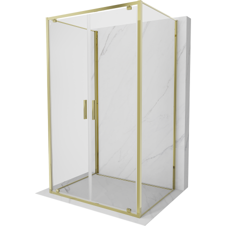 Mexen Exo-3S cabina de duș 3-perete cu uși pivotante 80 x 85 cm, transparentă, aurie - 8182-080-085-50-00-3S