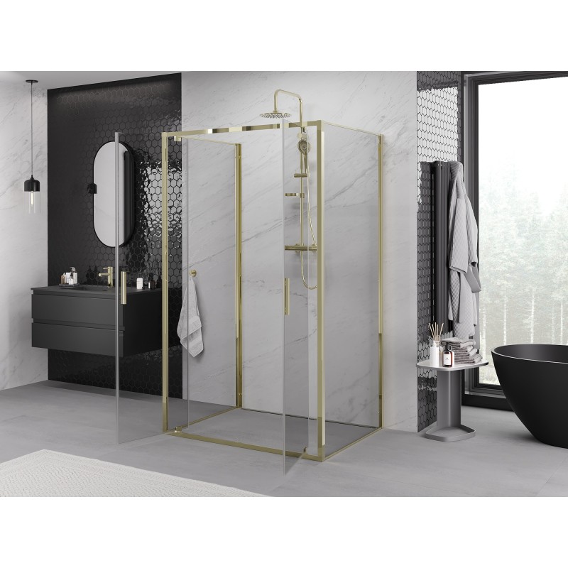 Mexen Exo-3S 3-falú zuhanykabin 100 x 85 cm, átlátszó, arany - 8182-100-085-50-00-3S