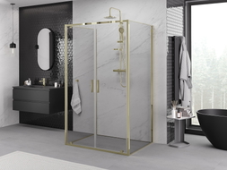Mexen Exo-BR Duo 3S cabina de duș cu 3 pereți, batantă 110 x 100 cm, transparent, auriu - 8182-110-100-50-00-3S
