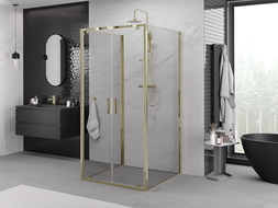 Mexen Exo-3S cabină de duș cu 3 fețe, rabatabilă, 120 x 120 cm, transparentă, aurie - 8182-120-120-50-00-3S