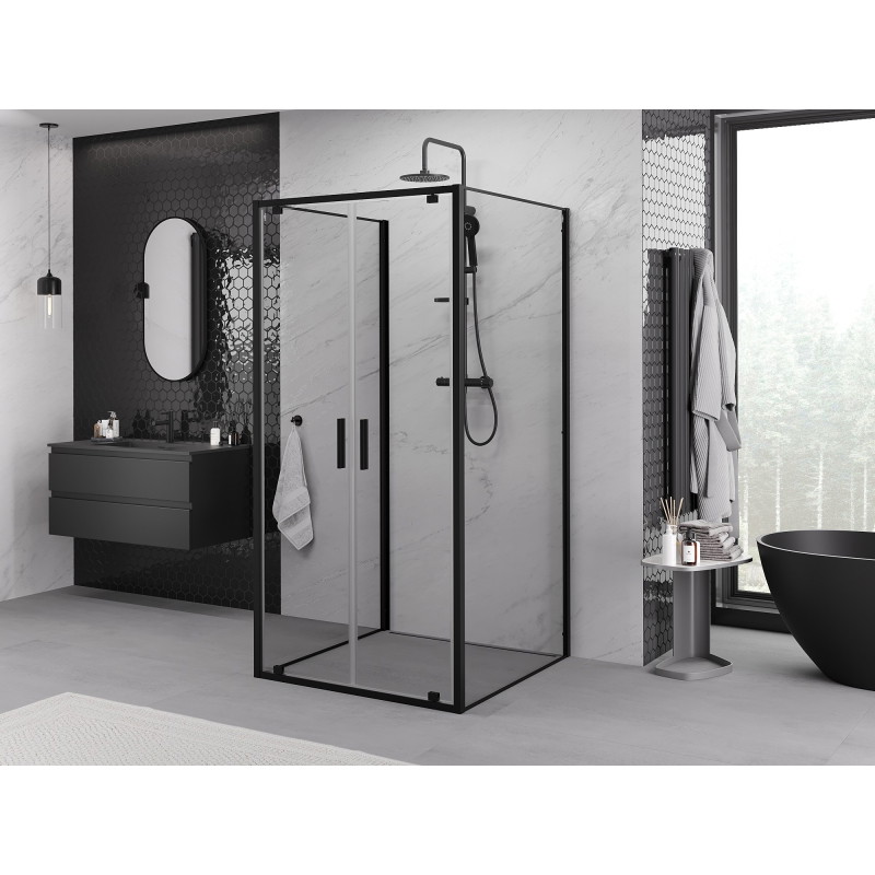 Mexen Exo-BR Duo 3S cabina de duș batantă cu 3 pereți 70 x 70 cm, transparentă, neagră - 8182-070-070-70-00-3S