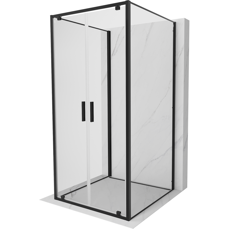 Mexen Exo-3S cabină de duș cu 3 pereți pivotantă 110 x 110 cm, transparentă, neagră - 8182-110-110-70-00-3S