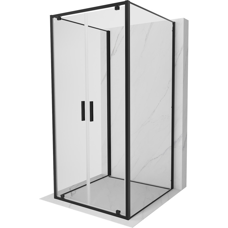 Mexen Exo-BR Duo 3S cabină de duș cu 3 pereți pliabili 110 x 110 cm, transparentă, neagră - 8182-110-110-70-00-3S