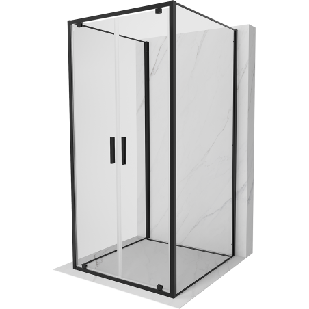 Mexen Exo-3S cabină de duș cu 3 pereți pivotantă 110 x 110 cm, transparentă, neagră - 8182-110-110-70-00-3S