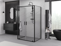 Mexen Exo-BR Duo 3S 3-falú zuhanykabin 110 x 70 cm, átlátszó, fekete - 8182-110-070-70-00-3S
