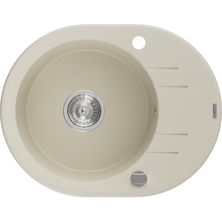 Mexen Kevin chiuvetă de granit cu 1 cuvă și scurgător 586 x 458 mm, bej, sifon crom - 6517581005-69