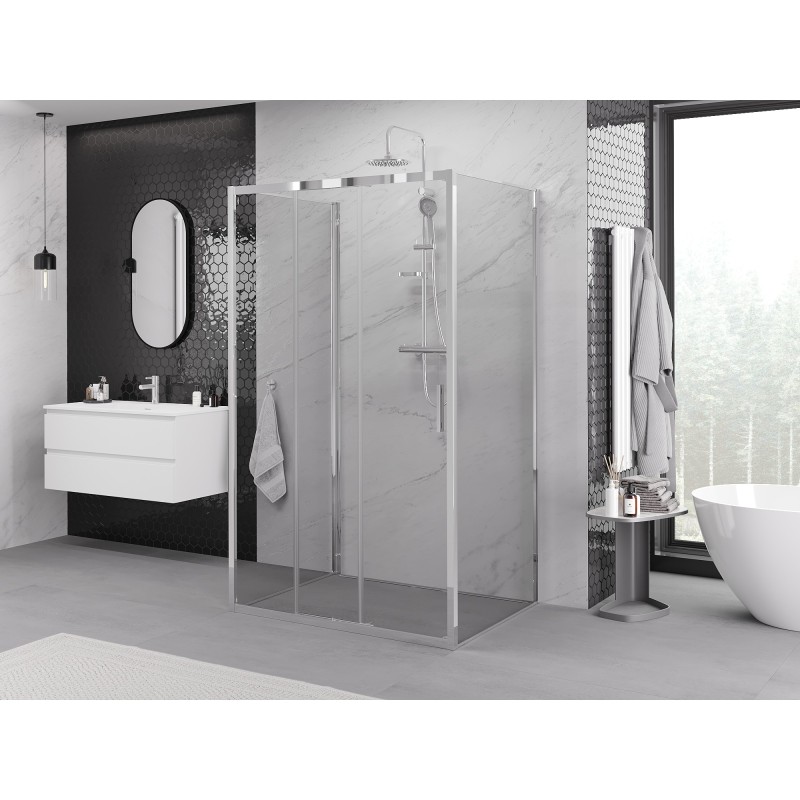 Mexen Exo-3S cabină de duș cu 3 pereți culisantă 100 x 80 cm, transparent, crom - 8153-100-080-01-00-3S